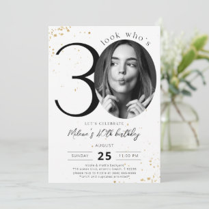 30th Birthday Gold Invitation with Photo