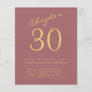 30th Birthday Gold Pink budget Invitation Flyer