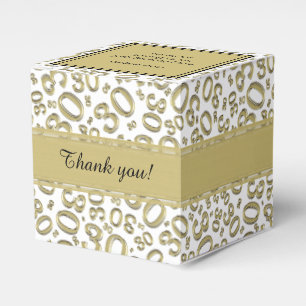 30th Birthday Gold/White Random Number Pattern Favour Box
