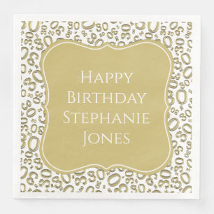 30th Birthday Gold/White Random Pattern 30 Napkin
