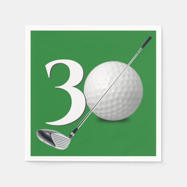 30th Birthday Golf Ball And Club  Napkin (Front)