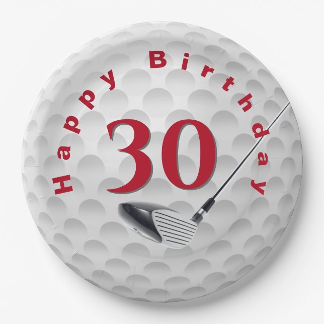 30th Birthday Golf Ball Design Paper Plate (Front)