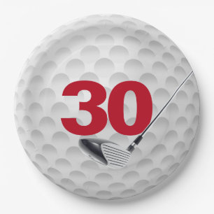 30th Birthday Golf Ball Design Paper Plate