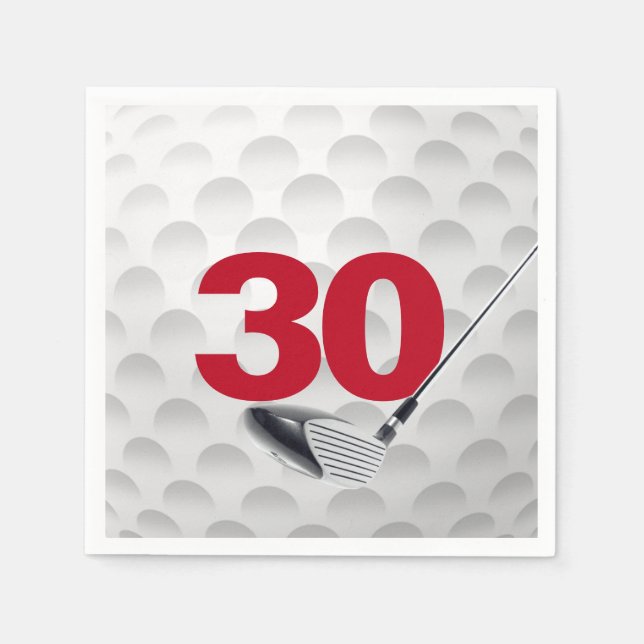 30th Birthday Golf Ball Napkin (Front)