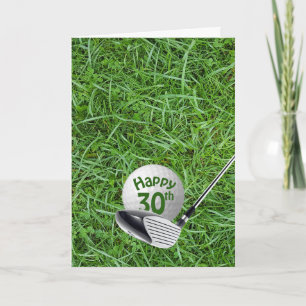 30th Birthday Golf Ball on Grass Card