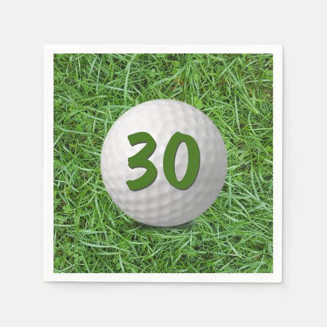30th Birthday Golf Ball on Grass Napkin (Front)