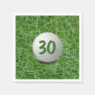 30th Birthday Golf Ball on Grass  Napkins