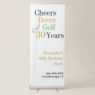 30th Birthday Golf Cheers Beers Party Welcome Sign