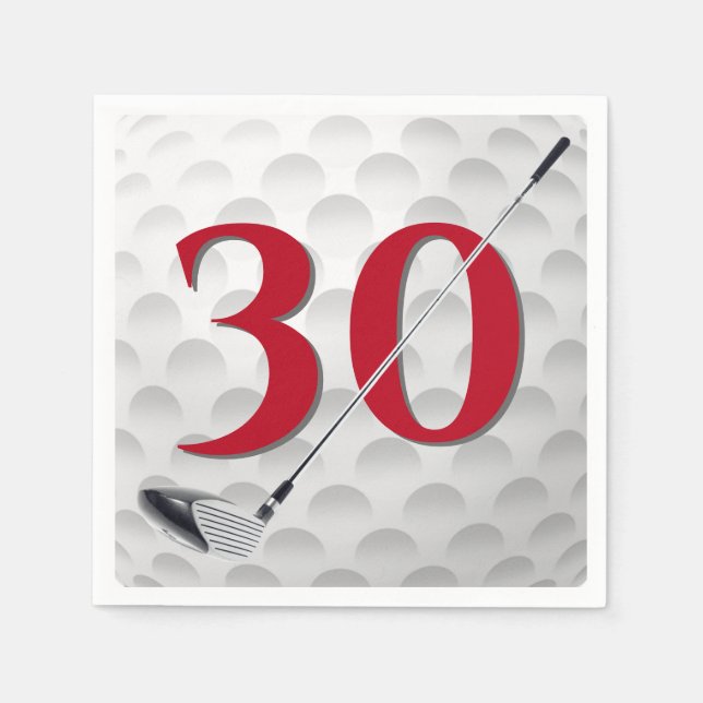 30th Birthday Golf Club Napkins (Front)