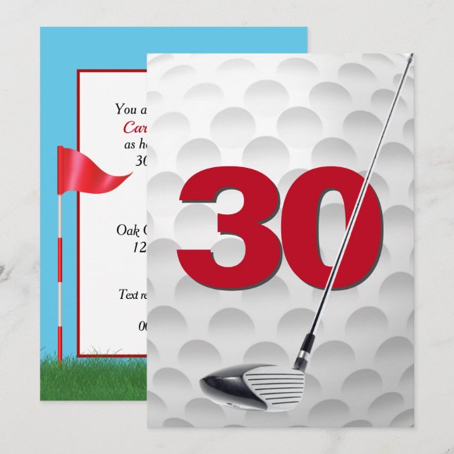 30th Birthday Golf Theme Party Invitation (Front/Back)