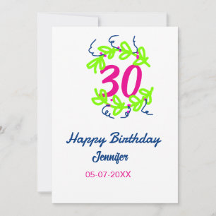 30th birthday green blue wreath name date rustic b invitation
