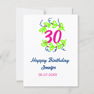 30th birthday green blue wreath name date rustic b postcard