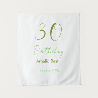 30TH BIRTHDAY GREEN NAME DATE BOLD RETRO PASTEL SI TAPESTRY