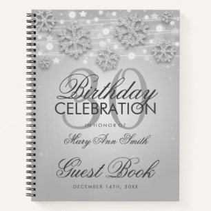 30th Birthday Guestbook Silver Winter Notebook