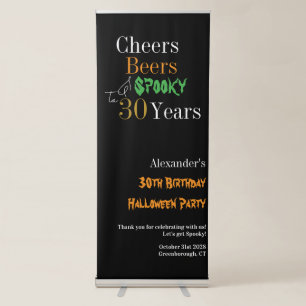 30th Birthday Halloween Spooky Party Welcome Retractable Banner