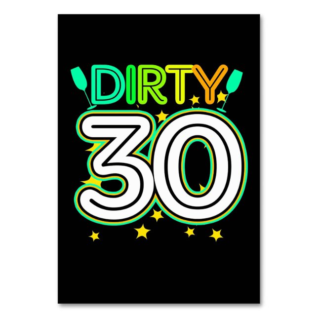 30th Birthday | Happy 30th Birthday Table Number (Front)