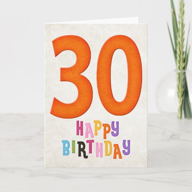 30th Birthday Happy Birthday Card Design 2 (Front)