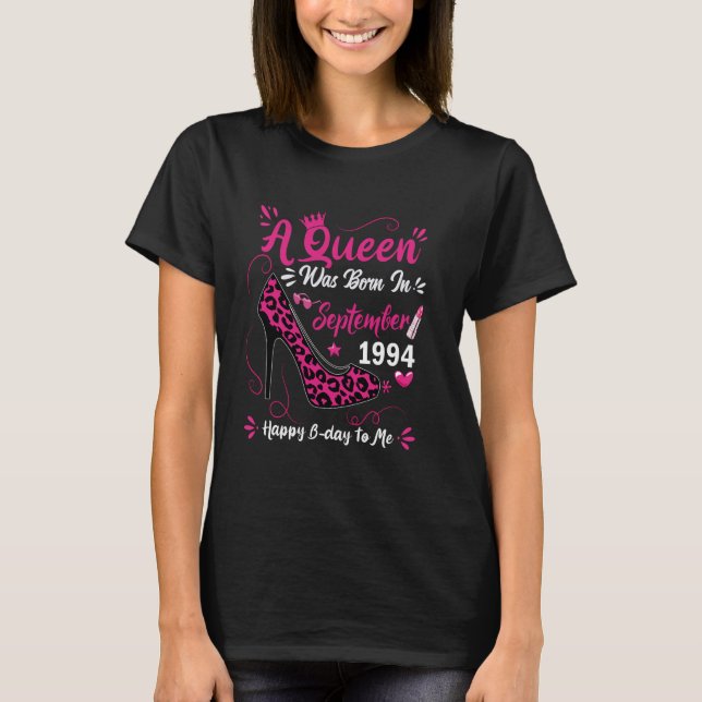 30th Birthday High Heel A Queen Was Born In Septem T-Shirt (Front)