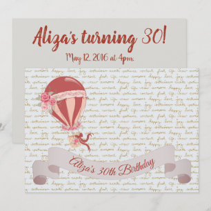 30th Birthday Hot Air Balloon Invitation