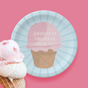 30th Birthday Ice Cream Party Paper Plates