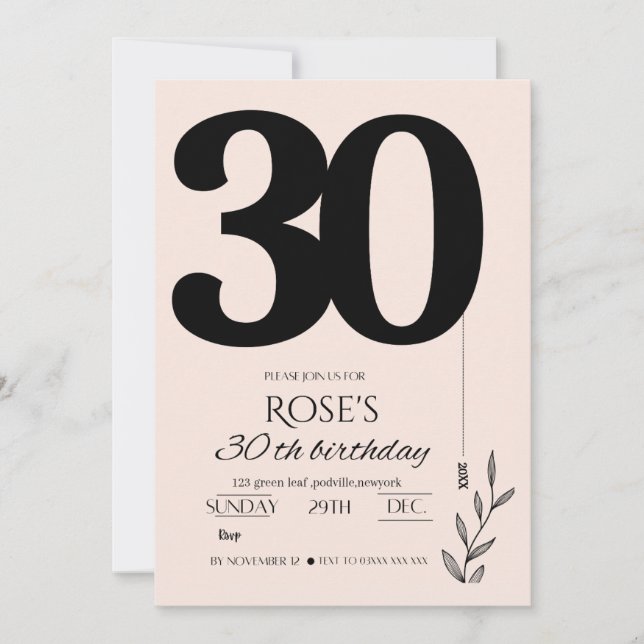 30th birthday invitation  (Front)