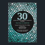 30th Birthday Invitation Black and Teal Glitter<br><div class="desc">30th Birthday Invitation. Black and Teal Glitter. Teal Diamond. Adult Birthday Party. For Men or Women. For further customisation,  please click the "Customise it" button and use our design tool to modify this template.</div>