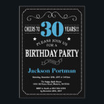 30th Birthday Invitation Blue and Black Chalkboard<br><div class="desc">30th Birthday Invitation Blue and Black Typography. Chalkboard. Black and White Background. Adult Birthday. Male Men or Women Birthday. Kids Boy or Girl Lady Teen Teenage Bday Invite. 13th 15th 16th 18th 20th 21st 30th 40th 50th 60th 70th 80th 90th 100th. Any Age. For further customisation, please click the "Customise...</div>