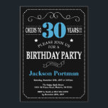30th Birthday Invitation Blue and Black Chalkboard<br><div class="desc">30th Birthday Invitation Blue and Black Typography. Chalkboard. Black and White Background. Adult Birthday. Male Men or Women Birthday. Kids Boy or Girl Lady Teen Teenage Bday Invite. 13th 15th 16th 18th 20th 21st 30th 40th 50th 60th 70th 80th 90th 100th. Any Age. For further customisation, please click the "Customise...</div>