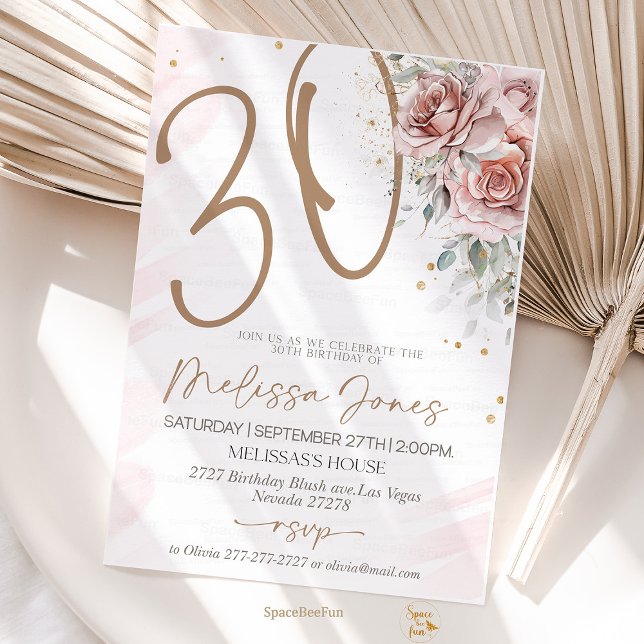 30th birthday Invitation Brunch Invitation (30th birthday Invitation,Brunch Invitation,30th birthday invite,for her Adult Birthday,boho party bi)