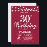 30th Birthday Invitation Burgundy Red<br><div class="desc">30th Birthday Invitation with String Lights. Burgundy Red Background. 13th 15th 16th 18th 20th 21st 30th 40th 50th 60th 70th 80th 90th 100th,  Any age. For further customisation,  please click the "Customise it" button and use our design tool to modify this template.</div>