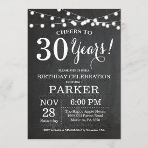 30th Birthday Invitation Chalkboard