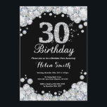 30th Birthday Invitation Chalkboard Silver Diamond<br><div class="desc">30th Birthday Invitation. Silver Rhinestone Diamond Chalkboard Background. Elegant Birthday Bash invite. Black and White. Adult Birthday. Women Birthday. Men Birthday. For further customisation,  please click the "Customise it" button and use our design tool to modify this template.</div>