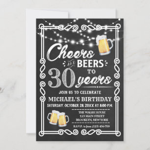 30th Birthday Invitation   Cheers and Beers