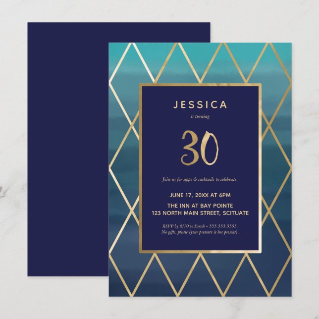 30th Birthday Invitation - Elegant Thirtieth (Front/Back)