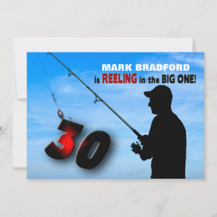 30TH Birthday Invitation - Fishing/Reeling In