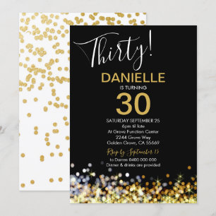 30th Birthday Invitation Gold Confetti 30th