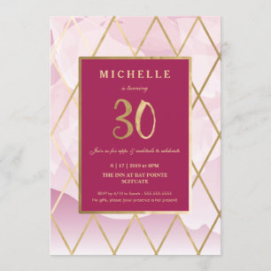 30th Birthday Invitation - Gold, Elegant, Trendy
