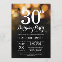 30th Birthday Invitation Gold Glitter