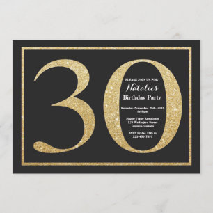 30th Birthday Invitation Gold Glitter Chalkboard