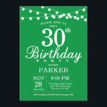 30th Birthday Invitation Green<br><div class="desc">30th Birthday Invitation with String Lights. Green Background. Men or Women Birthday. 13th 15th 16th 18th 20th 21st 30th 40th 50th 60th 70th 80th 90th 100th,  Any age. For further customisation,  please click the "Customise it" button and use our design tool to modify this template.</div>
