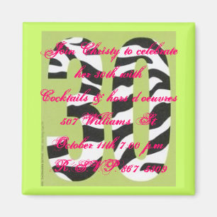 30th birthday invitation magnet
