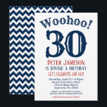 30th Birthday Invitation Mens Navy Blue<br><div class="desc">A funny and striking 30th birthday invitation for a husband,  friend,  father or grandad.</div>