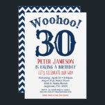 30th Birthday Invitation Mens Navy Blue<br><div class="desc">A funny and striking 30th birthday invitation for a husband,  friend,  father or grandad.</div>