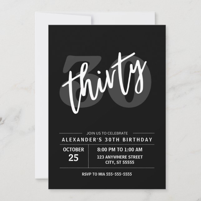 30TH BIRTHDAY INVITATION MODERN DIRTY THIRTY  (Front)