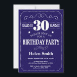 30th Birthday Invitation Navy Blue and White<br><div class="desc">30th Birthday Invitation Navy Blue and White Typography. Navy Blue and White Background. Adult Birthday. Male Men or Women Birthday. Kids Boy or Girl Lady Teen Teenage Bday Invite. 13th 15th 16th 18th 20th 21st 30th 40th 50th 60th 70th 80th 90th 100th. Any Age. For further customisation, please click the...</div>