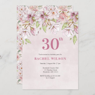 30th Birthday Invitation Pink Floral