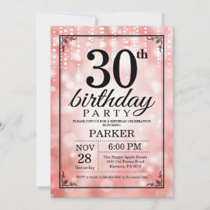 30th Birthday Invitation Pink Glitter