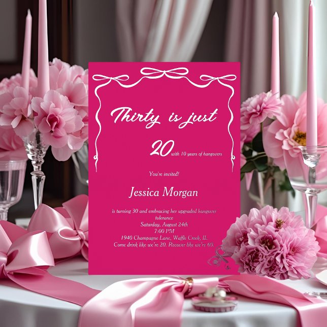 30th Birthday Invitation Pink & Silver Editable (Creator Uploaded)