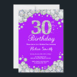 30th Birthday Invitation Purple and Silver Diamond<br><div class="desc">30th Birthday Invitation. Purple and Silver Rhinestone Diamond. Elegant Birthday Bash invite. Adult Birthday. Women Birthday. Men Birthday. For further customisation,  please click the "Customise it" button and use our design tool to modify this template.</div>