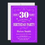 30th Birthday Invitation Purple and White<br><div class="desc">30th Birthday Invitation Purple and White Typography. Purple and White Background. Adult Birthday. Male Men or Women Birthday. Kids Boy or Girl Lady Teen Teenage Bday Invite. 13th 15th 16th 18th 20th 21st 30th 40th 50th 60th 70th 80th 90th 100th. Any Age. For further customisation, please click the "Customise it"...</div>